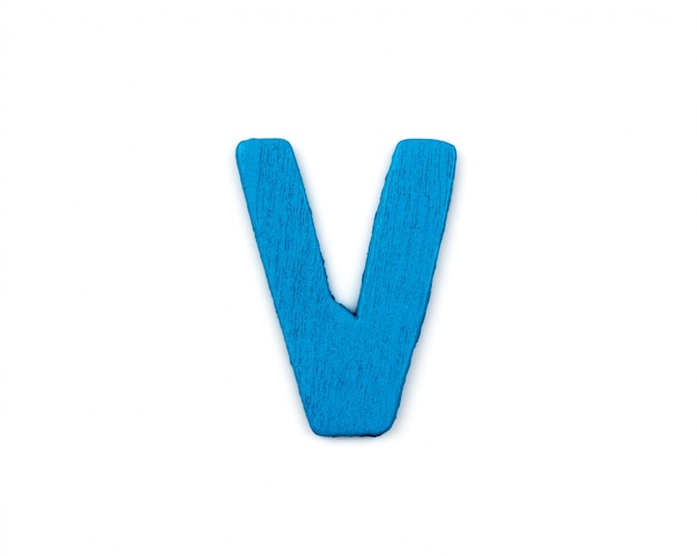 Free photo blue letter v made of wood