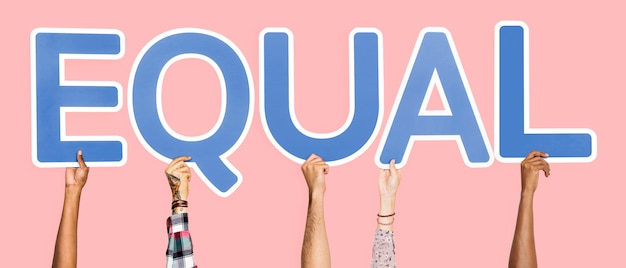 Free Photo blue letters forming the word equal