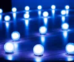 Free photo blue light bulbs