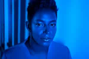 Free photo blue light portrait background