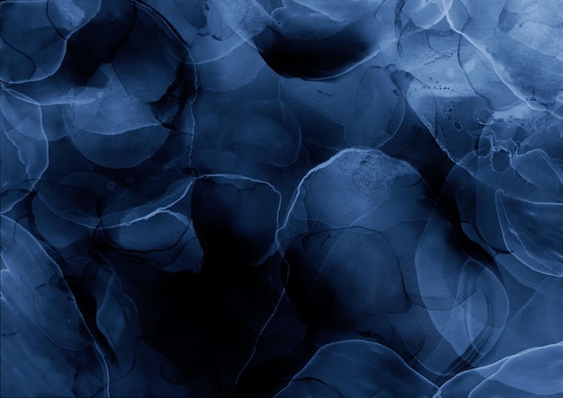 Blue liquid ink texture on a black background