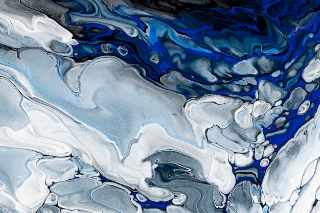 青い大理石の渦巻き模様の背景抽象的な流れるテクスチャ実験アート