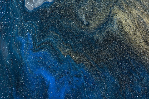 青い大理石の渦巻き模様の背景抽象的な流れるようなテクスチャ実験アート