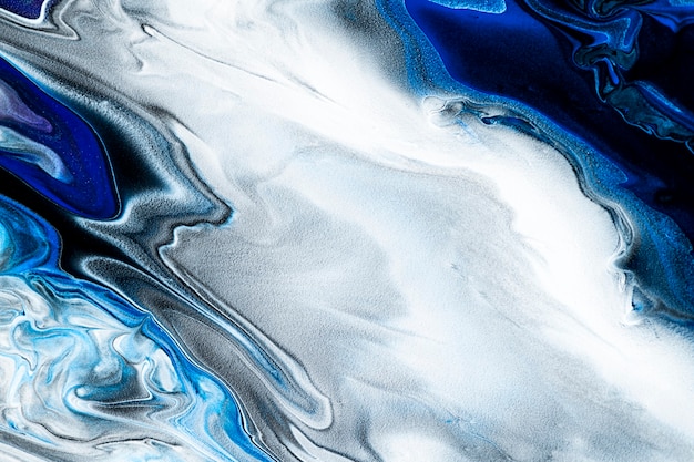 青い大理石の渦巻き模様の背景DIY抽象的な流れるようなテクスチャ実験アート