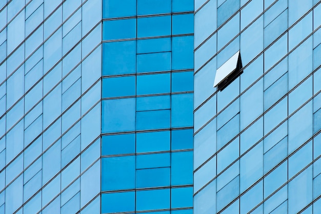 Blue modern office building closeup