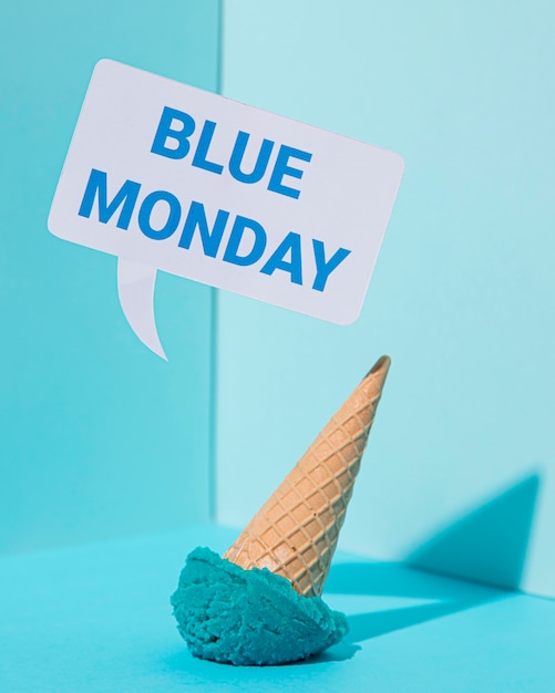 Foto gratuita concetto di lunedì blu con gelato
