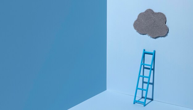 Синий понедельник с лестницей и облаком