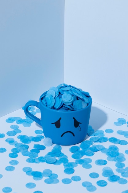 Blue monday with teary mug