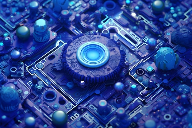 Free photo blue motherboard hardware background