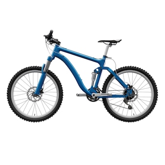 격리 된 흰색 배경 3d 렌더링에 블루 산악 자전거