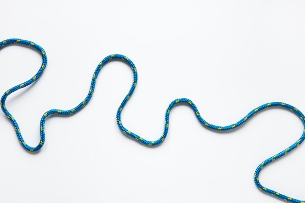 Blue nautical rope thread flat lay