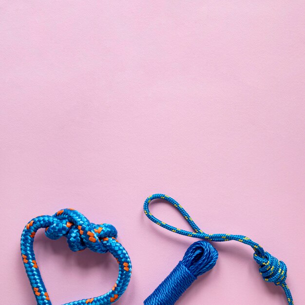 Blue nautical rope thread with knots