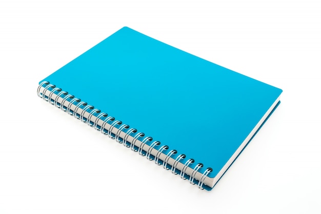 Free photo blue notebook in a white background