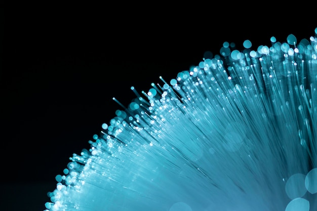 Free photo blue optic fiber with copy space