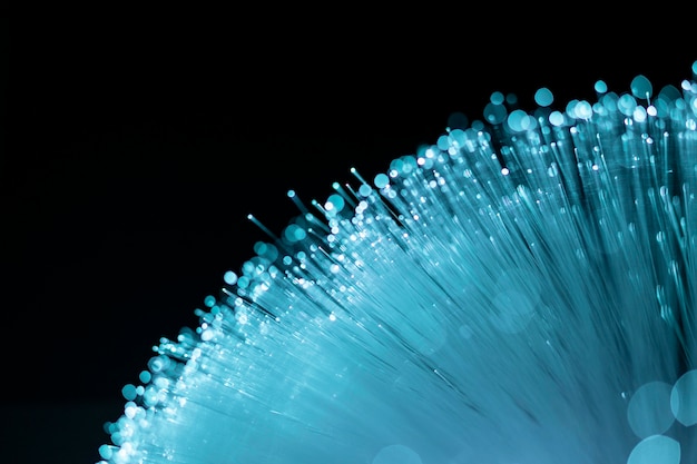 Blue optic fiber with copy space