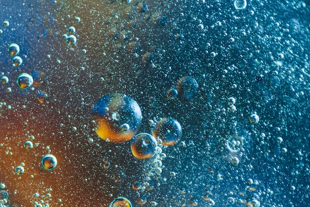 Blue and orange abstract background with bubbles