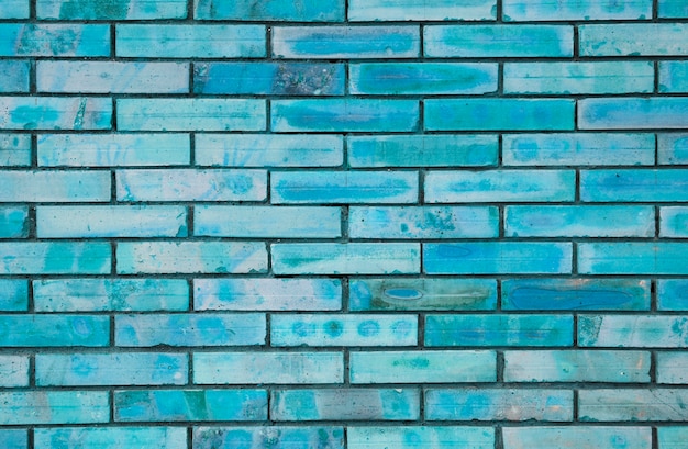 Blue painted brick wall texture