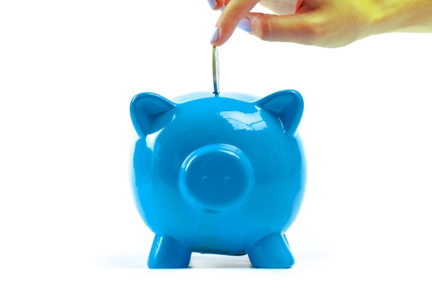 Blue piggy bank or money box