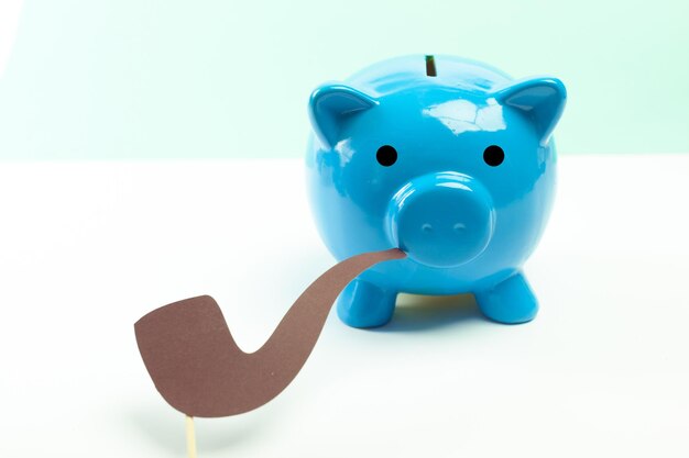 Blue piggy bank or money box