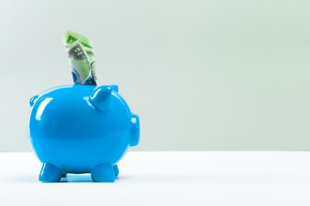 Free photo blue piggy bank or money box