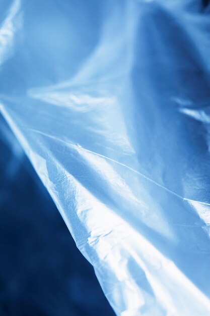 Blue plastic bag extreme close up