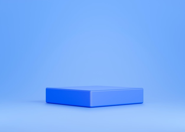 青い表彰台台座最小限の製品ディスプレイ抽象的な背景3Dイラスト製品配置のための空のディスプレイシーンのプレゼンテーション