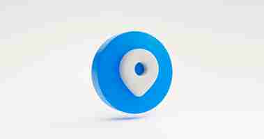 Free photo blue pointer pin location navigation gps search map marker sign  icon or symbol website element concept illustration on white background 3d rendering