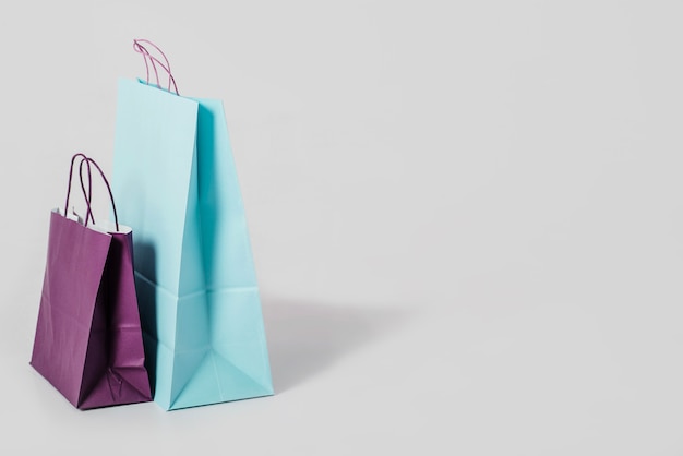 Blue and purple paper bags