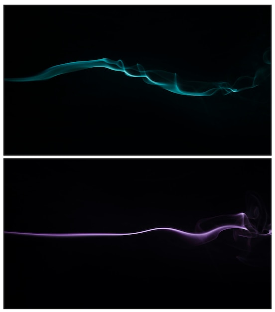 Blue and purple smoke swirling against a black background