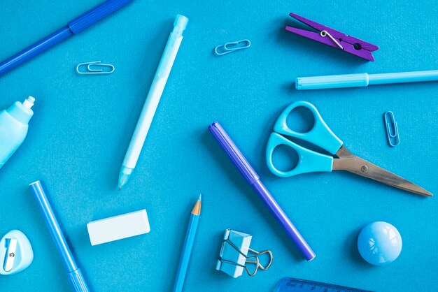 Blue and purple stationery chaos