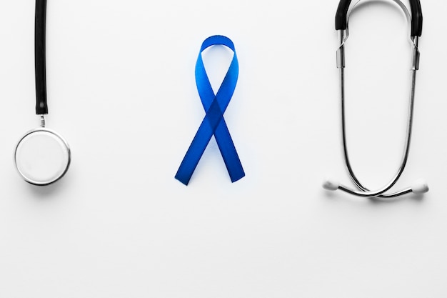 Blue ribbon and stethoscope