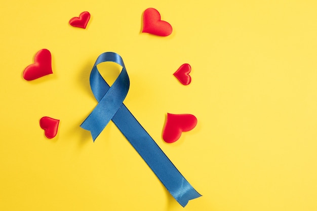 Blue ribbon symbolic of prostate cancer awareness campaign and men's health in November