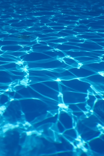 Blue Ripple Water Background, Swimming Pool Water Sun Reflection 