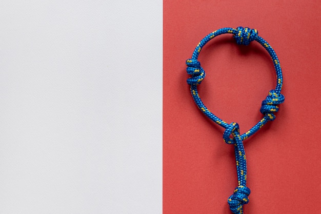 Blue sailor rope knot copy space