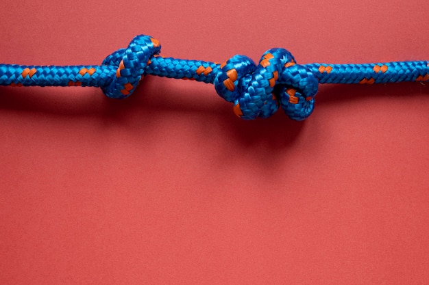 Blue sailor rope knot copy space