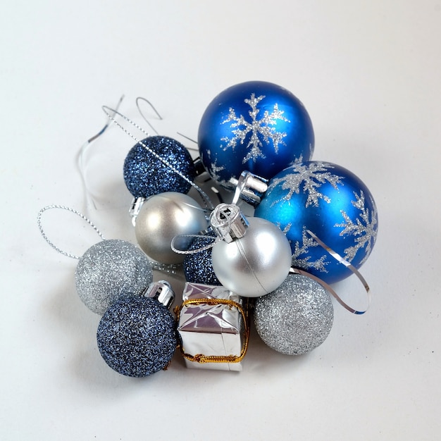 "Blue and silver Christmas balls"