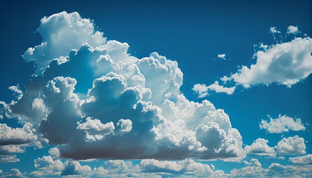 Blue sky fluffy clouds nature vibrant beauty generative AI