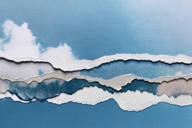 Изображение голубого неба в стиле рваной бумаги