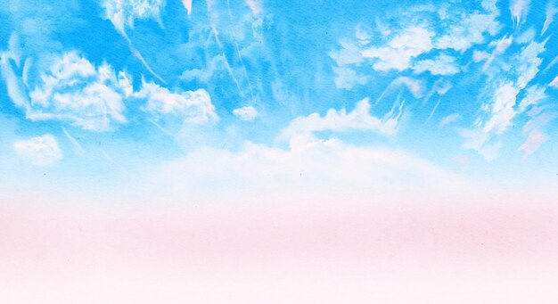 blue sky sunset with cloud watercolor background