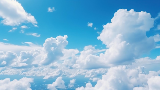 Blue sky and white clouds background AI generated image