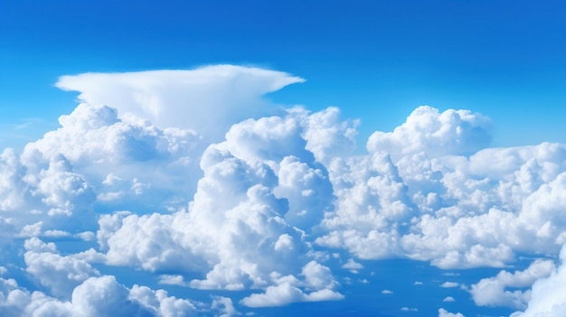 Blue sky and white clouds background AI generated image