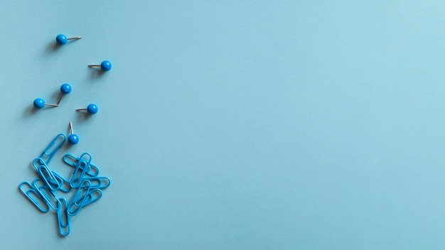 Blue stationery on table