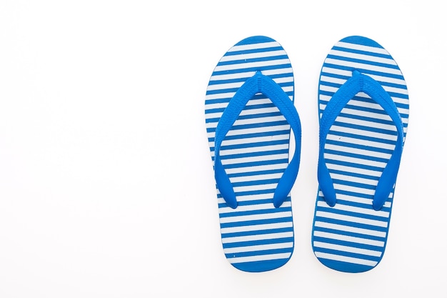 Blue striped flip flops