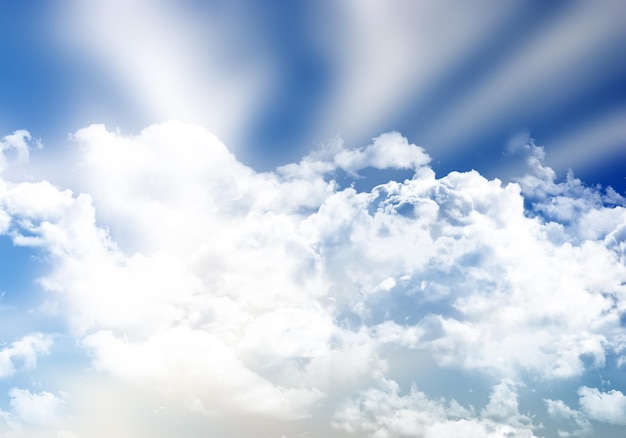 Free photo blue sunny sky background with fluffy white clouds