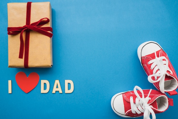 Free photo blue surface with decorative elements for father's day