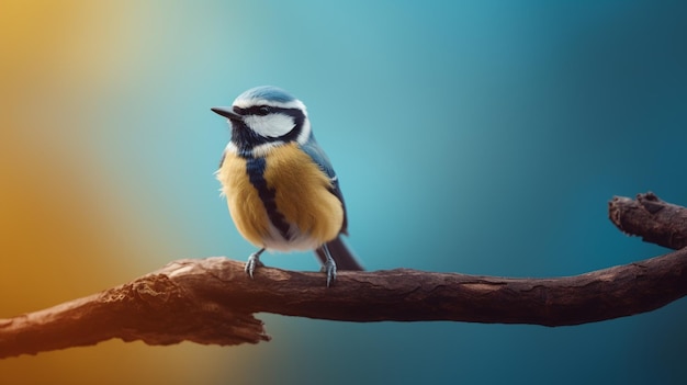 Free photo blue tit on a branch of a tree