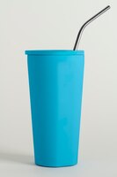 Free photo blue tumbler with a straw design resource