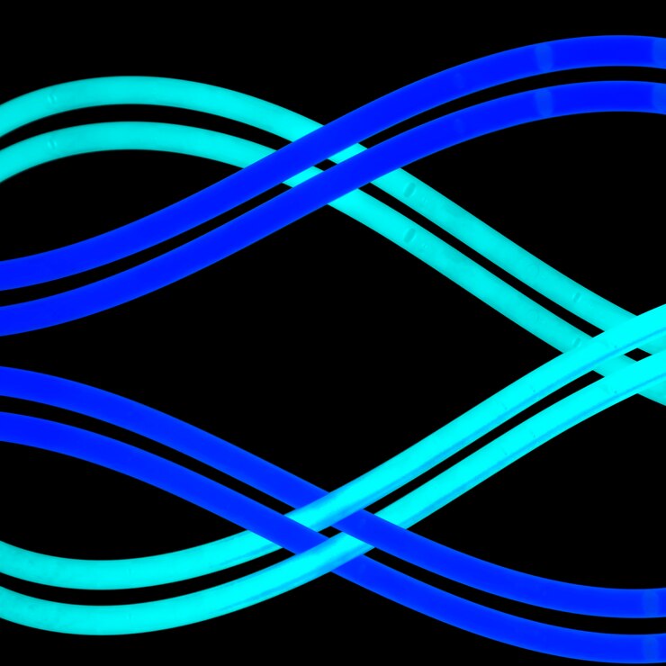 Free Photo blue and turquoise light strip intersect each other