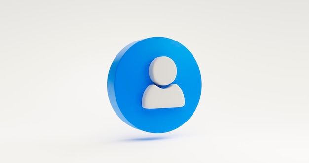 Blue user icon symbol or website admin social login element concept on white background 3D rendering