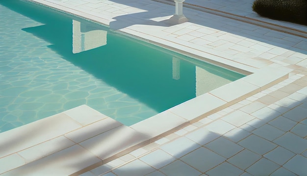 Бесплатное фото Оазис у бассейна с голубой водой, спокойный, современный, роскошный, созданный искусственным интеллектом